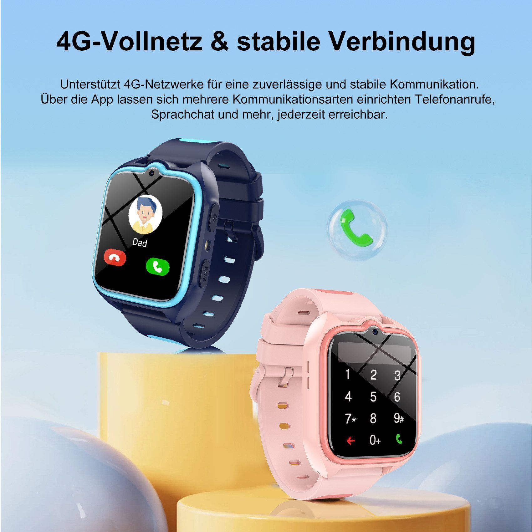 blackview Jungen und Mädchen 5-16 Jahren 4G kinder watch mit Telefon, SOS, GPS Smartwatch (1,75 Zoll, IOS/Android), 1,75'' Kinderuhr,IP67 Wasserdicht,LBS+WLAN+G – Bild 5 von 5