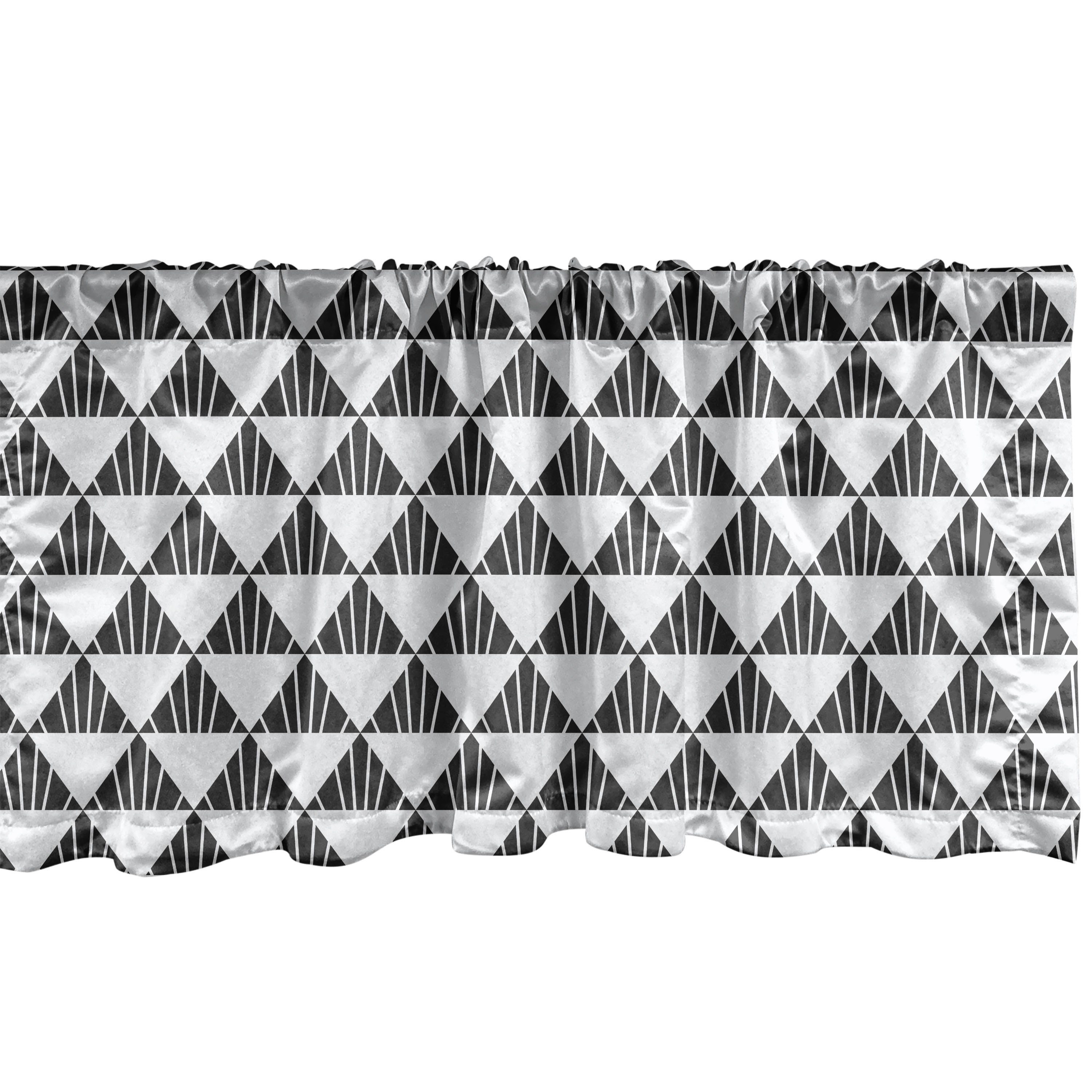 Scheibengardine Vorhang Volant für Küche Schlafzimmer Dekor mit Stangentasche, Abakuhaus, Microfaser, Abstrakt Art Deco Triangles Motiv