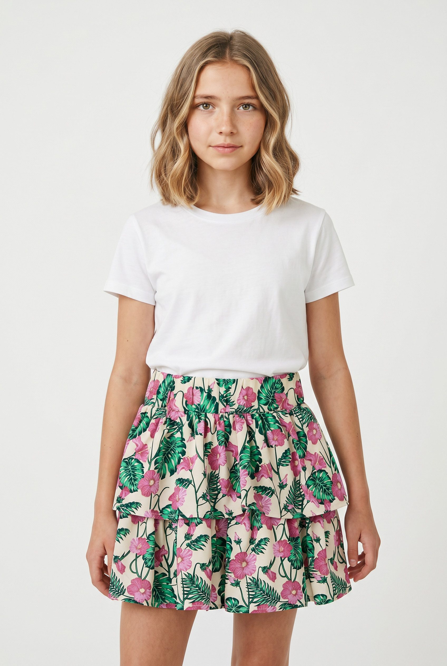 Name It Volantrock NKFVINAYA SKIRT FFF NOOS Kunstfaser, Stretch, Allover Druck