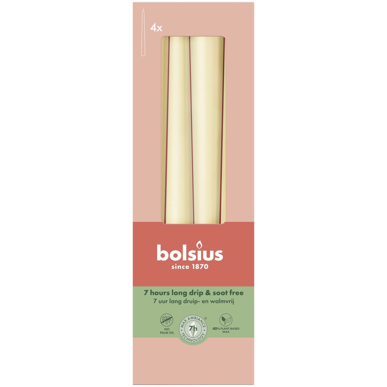 Bolsius Spitzkerze Bolsius Spitzkerzen beige 24,5 cm Ø 2,4 cm 4 Stück