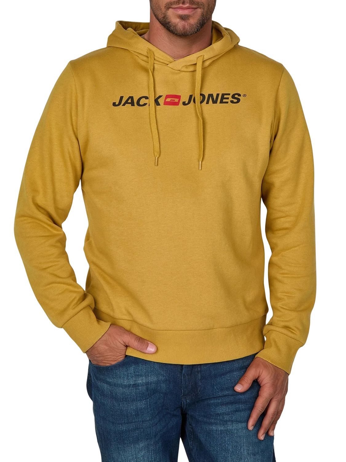 Jack & Jones Hoodie Herren Sweatshirt JJMORTY Regular Fit Kapuzenpullover mit Logoprint