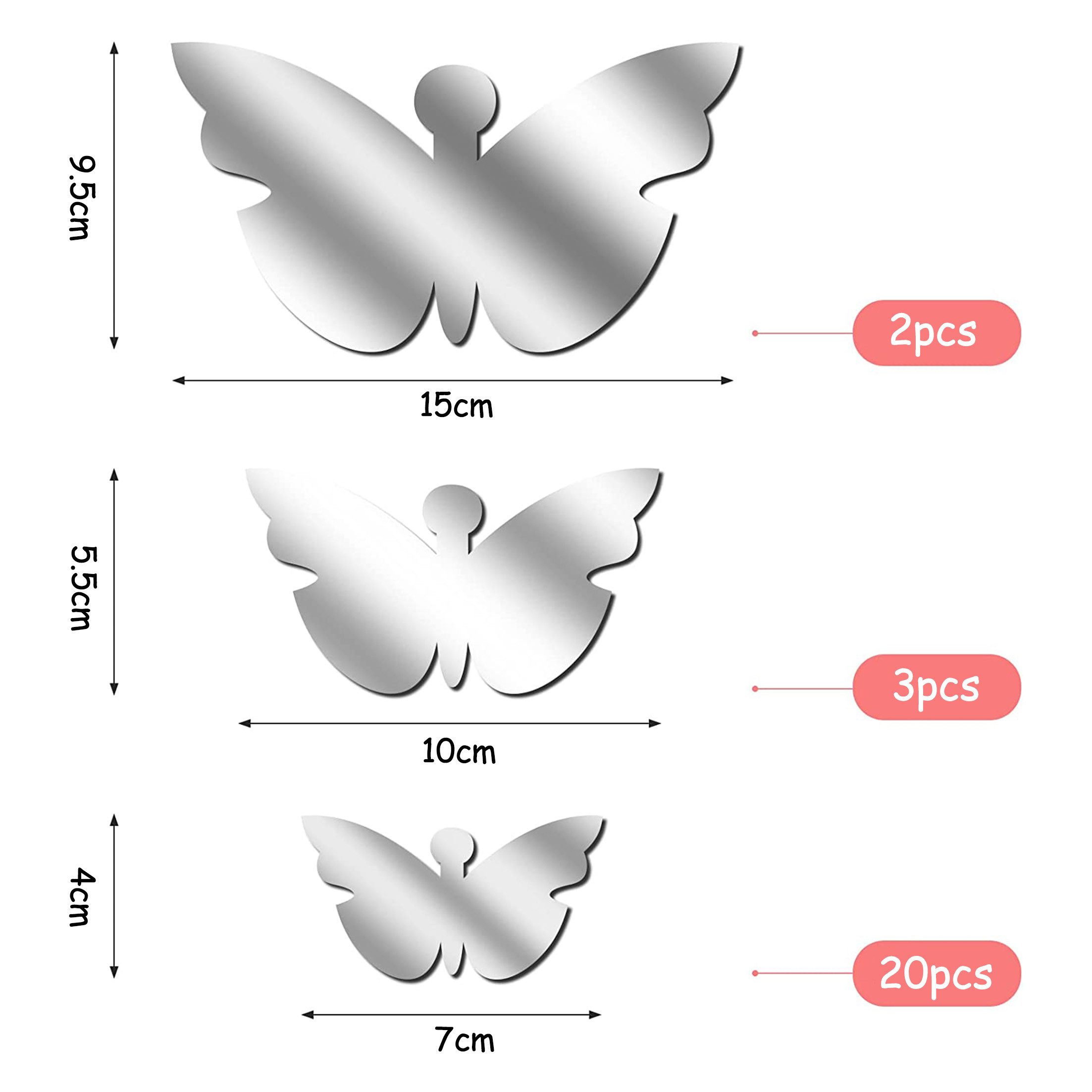 KINSI 3D-Wandtattoo 25 pcs Schmetterling Spiegel günstig online kaufen