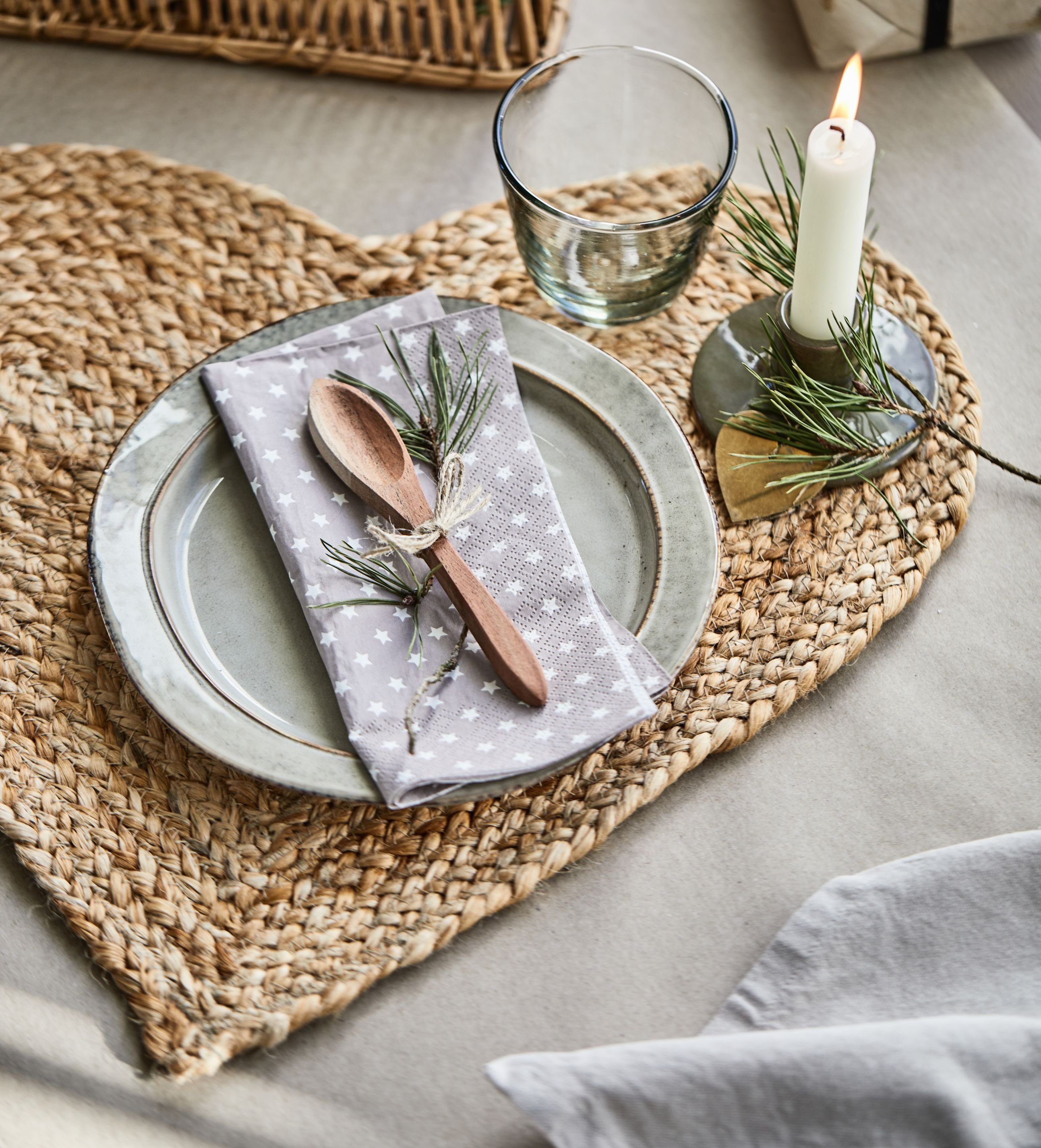 Ib Laursen Platzset Platzmatte Tischmatte Tischset Platzset Herzform Jute Natur Laursen