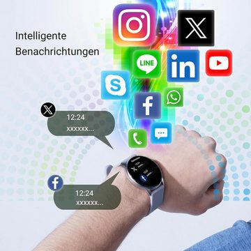 XINJI C2 3ATM wasserdicht Smartwatch (1,3 Zoll, Androud/ iOS), mit AMOLED-Touch-Display, Blutsauerstoffmessung, Schlafüberwachung