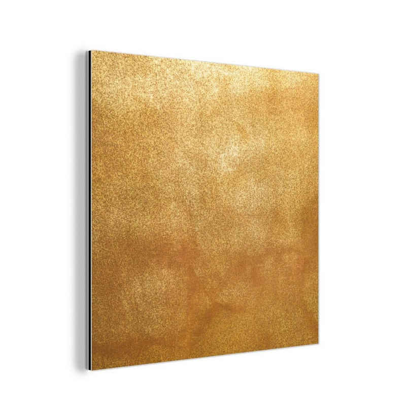 MuchoWow Metallbild Eisen - Rost - Gold - Metall - Luxus, (1 St), Alu-Dibond-Druck, Gemälde aus Metall, Aluminium deko