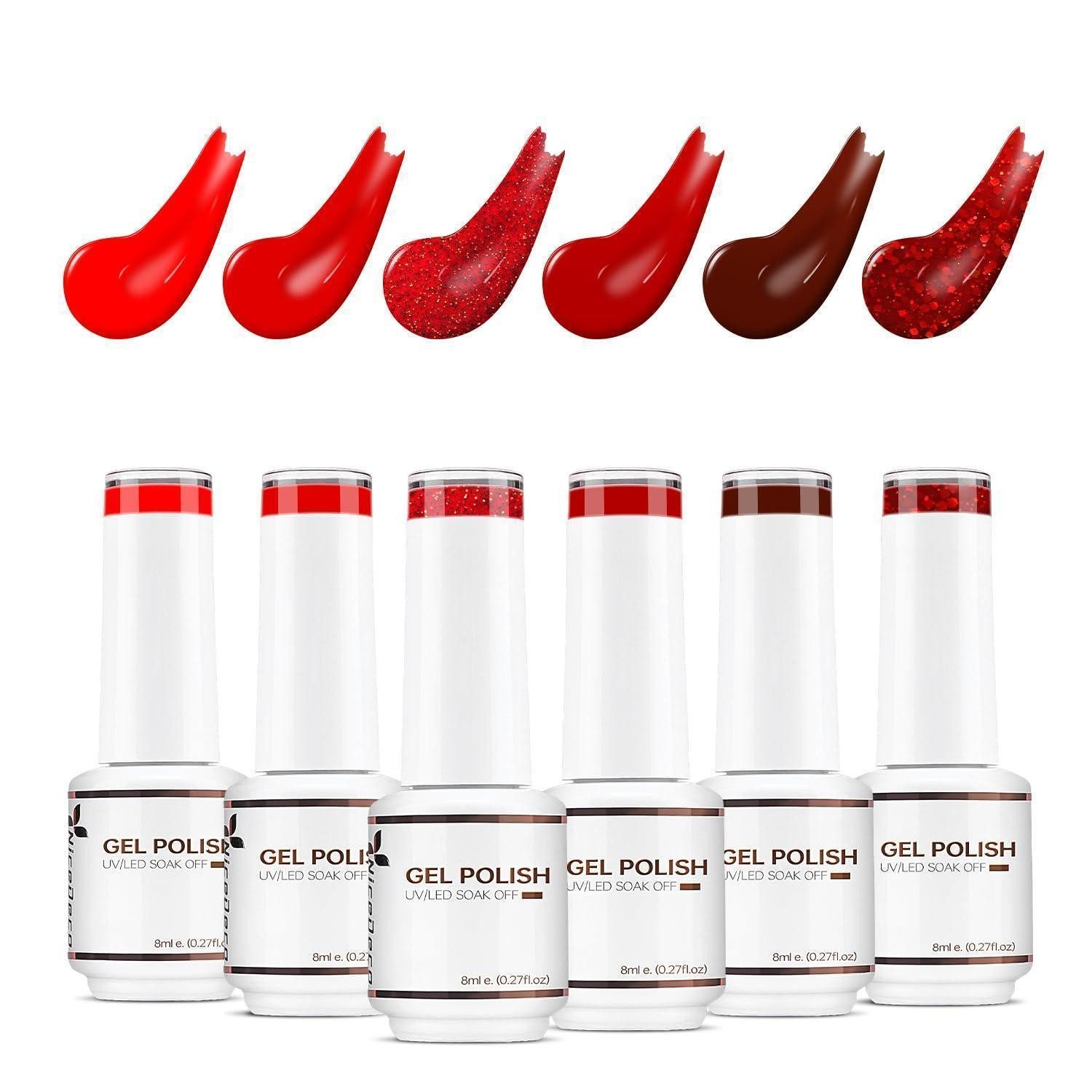 LuxusKollektion UV-Nagellack-Set UV Nagellack Set 6 Farben Rot Glitzer Gel