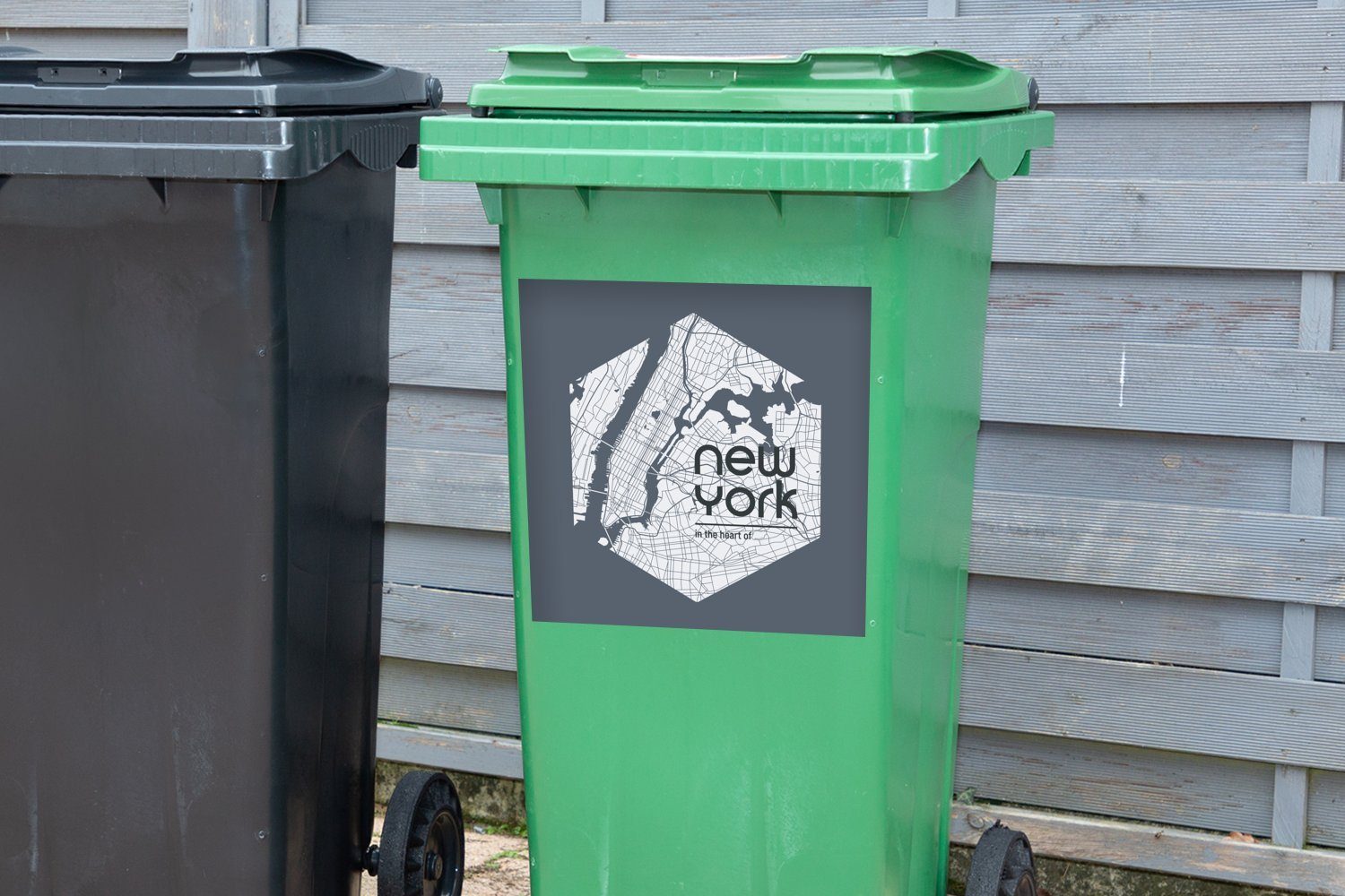 MuchoWow Wandsticker New York - Mülleimer-aufkleber, Container, Karte Mülltonne, Sticker, Hexagon (1 - Abfalbehälter St)