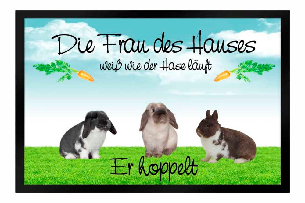 Fußmatte Schmutzfangmatte Frau Haus Hase Hoppelt Möhren F490