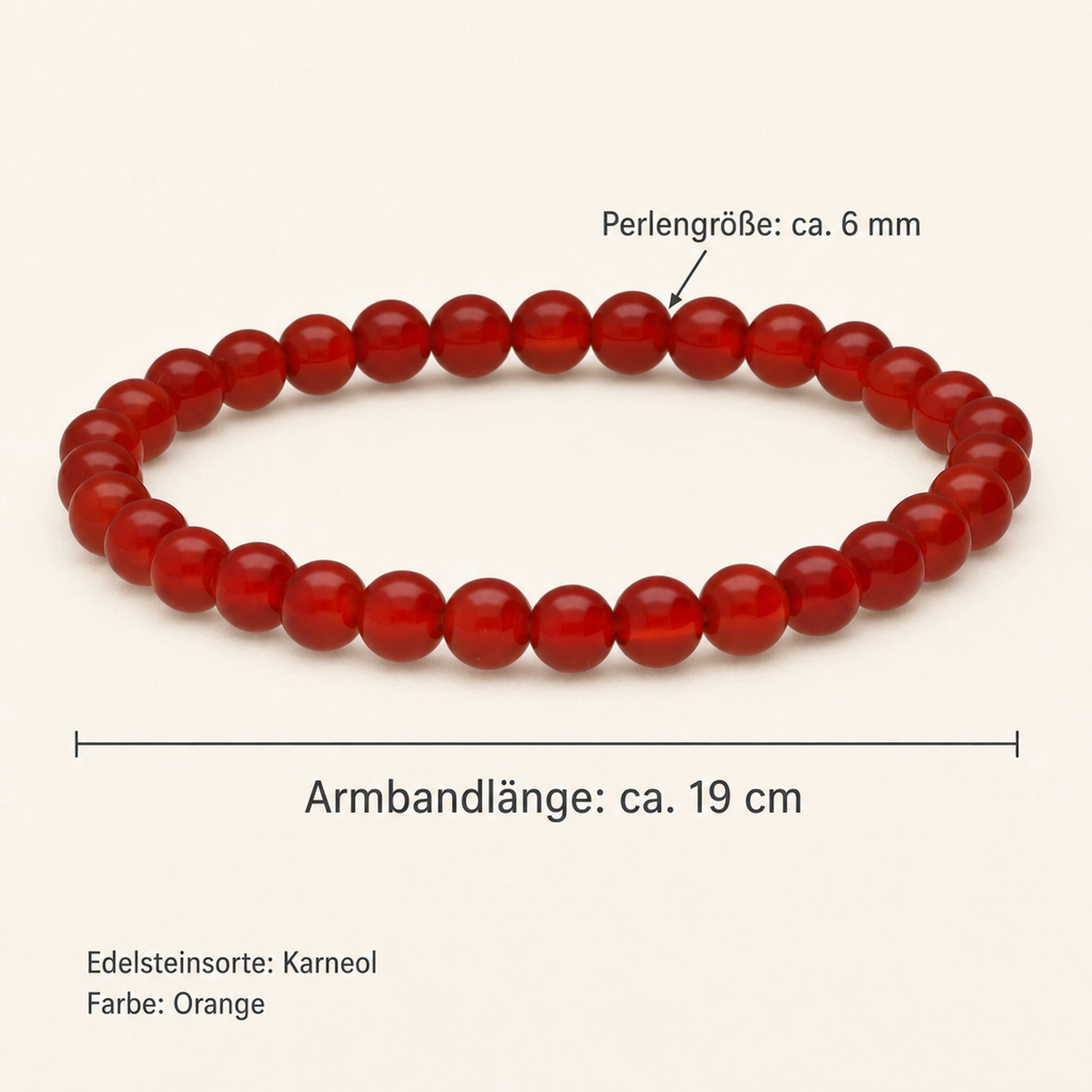 Lebensquelle Plus Armband Karneol Kugelarmband, 6 mm – Bild 3 von 5