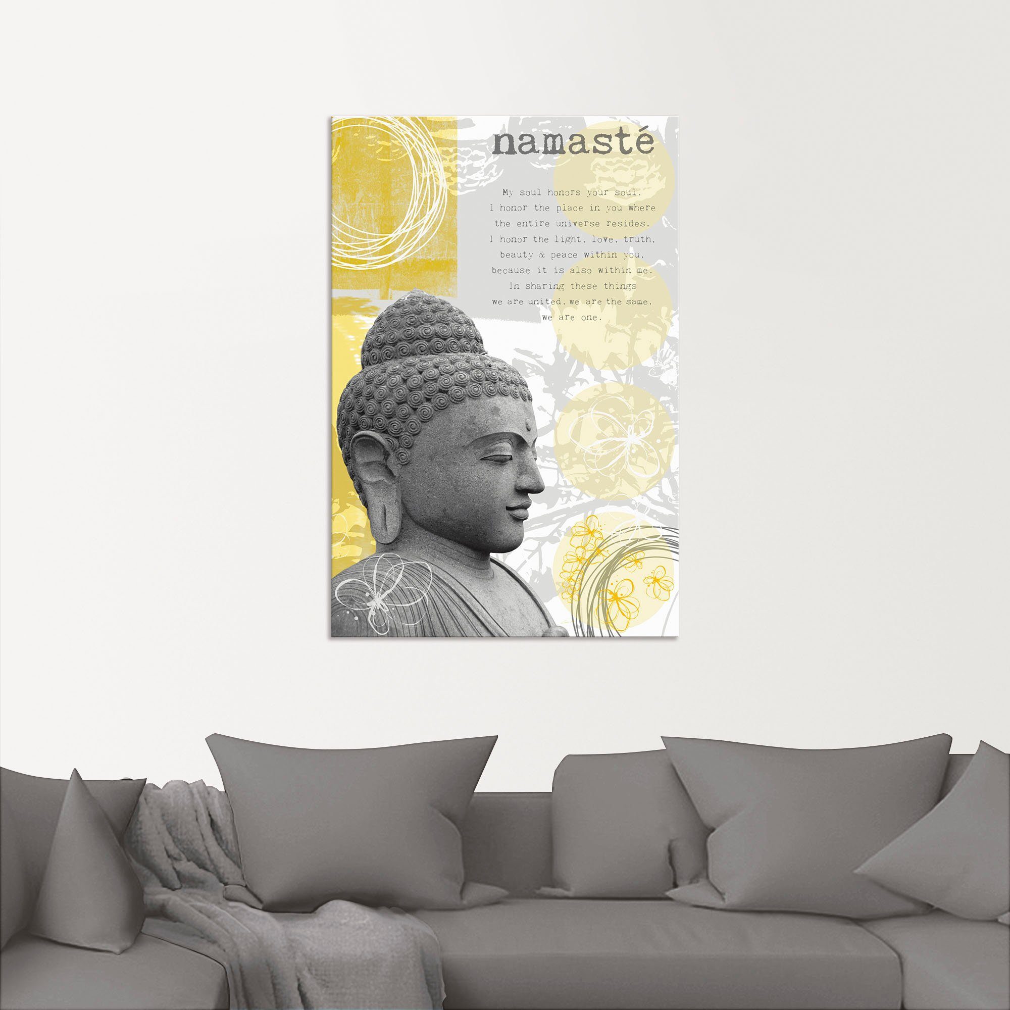 Alubild, in Buddha St), Artland versch. oder (1 Größen I, Leinwandbild, Wandbild Religion Wandaufkleber als Poster