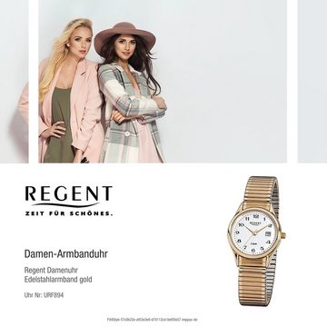 Regent Quarzuhr Regent Damen Herren-Armbanduhr gold Analog, Damen, Herren Armbanduhr rund, klein (ca. 29mm) Edelstahl, goldarmband