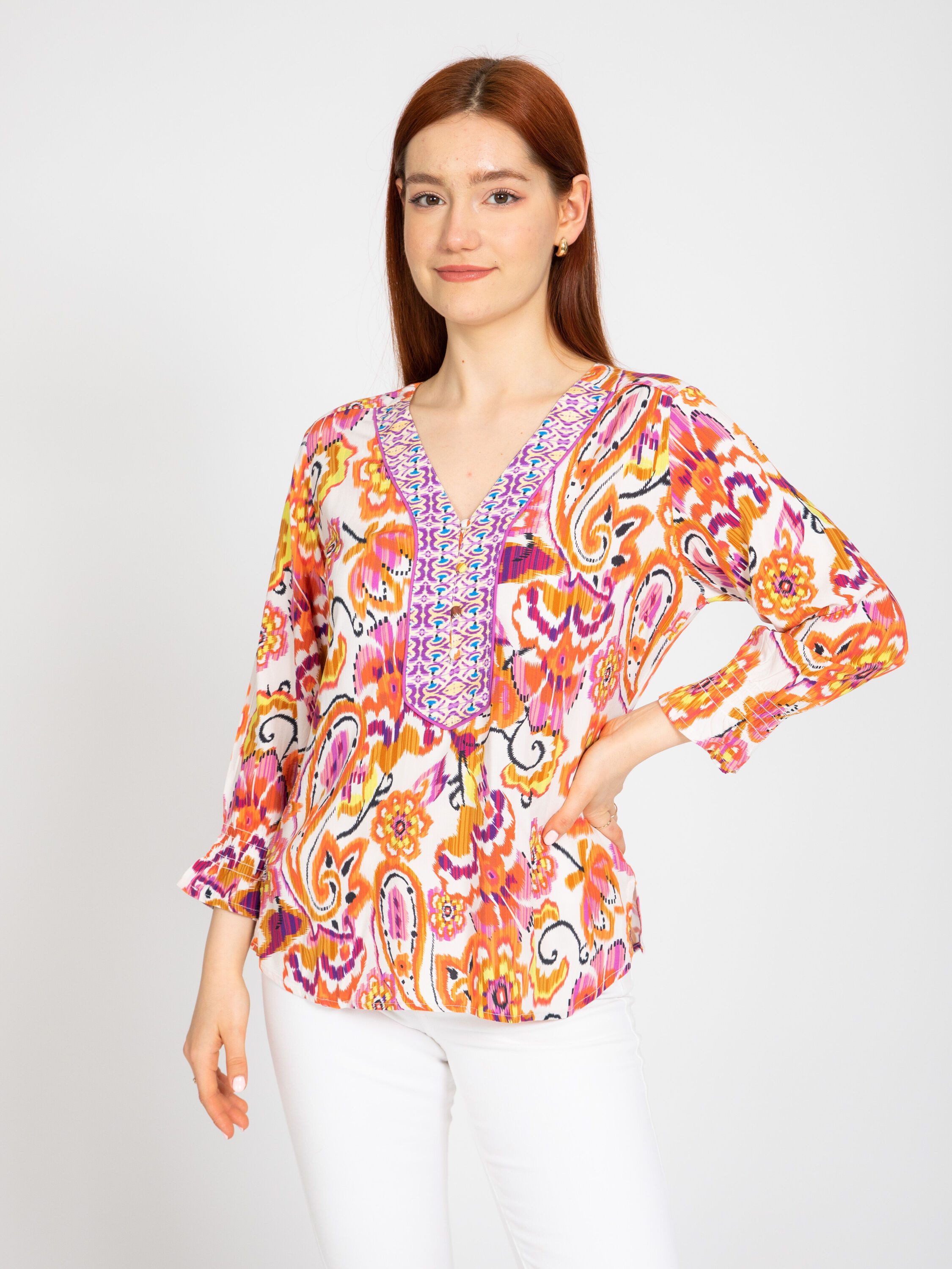 VICCI Germany Langarmbluse mit Paisley- und Blumendruck