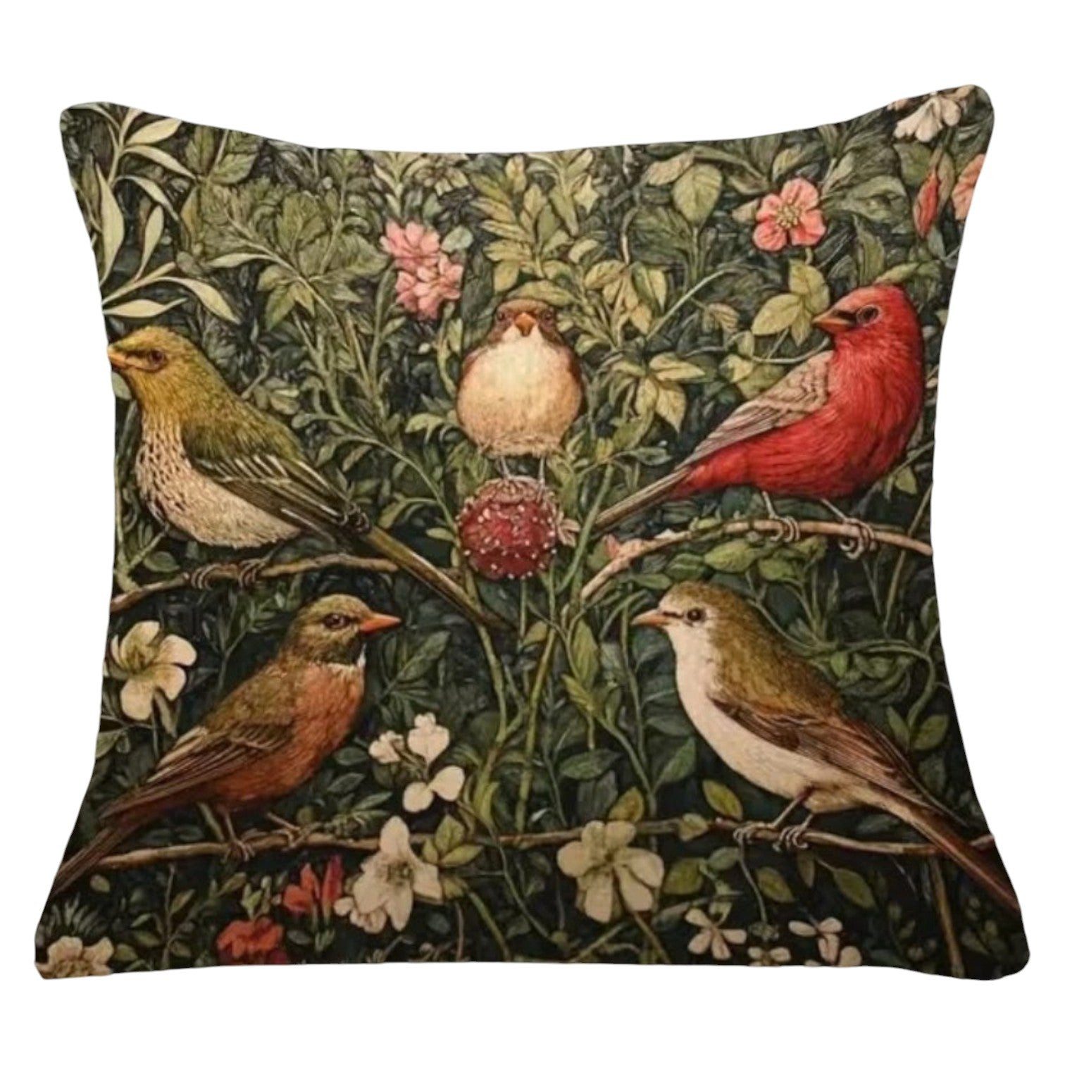 Dark-Desires Dekokissen Dekokissen Garden Birds Vintage 45x45 cm – Vögel im Blumengarten, Dekokissen Garden Birds Vintage 45x45 cm – Vögel im Blumengarten