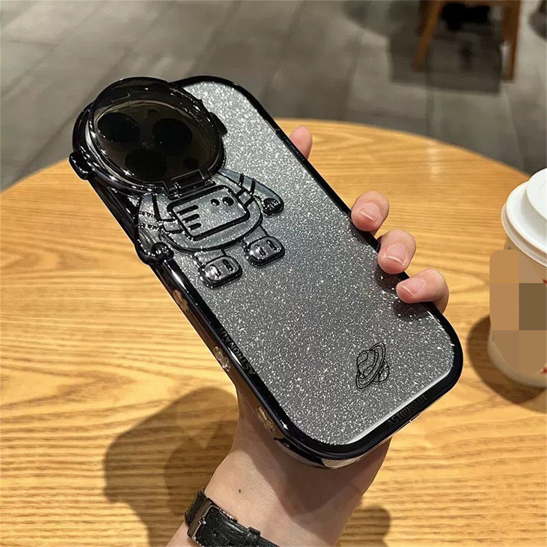 14Pro, Plating Tasche DÖRÖY Gradient Silber für Case iPhone Glitter Astronaut Case, Handytasche