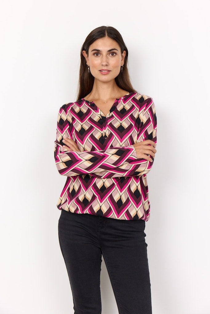 soyaconcept Langarmbluse SC-FELICITY AOP 481 FUCHSIA COMBI