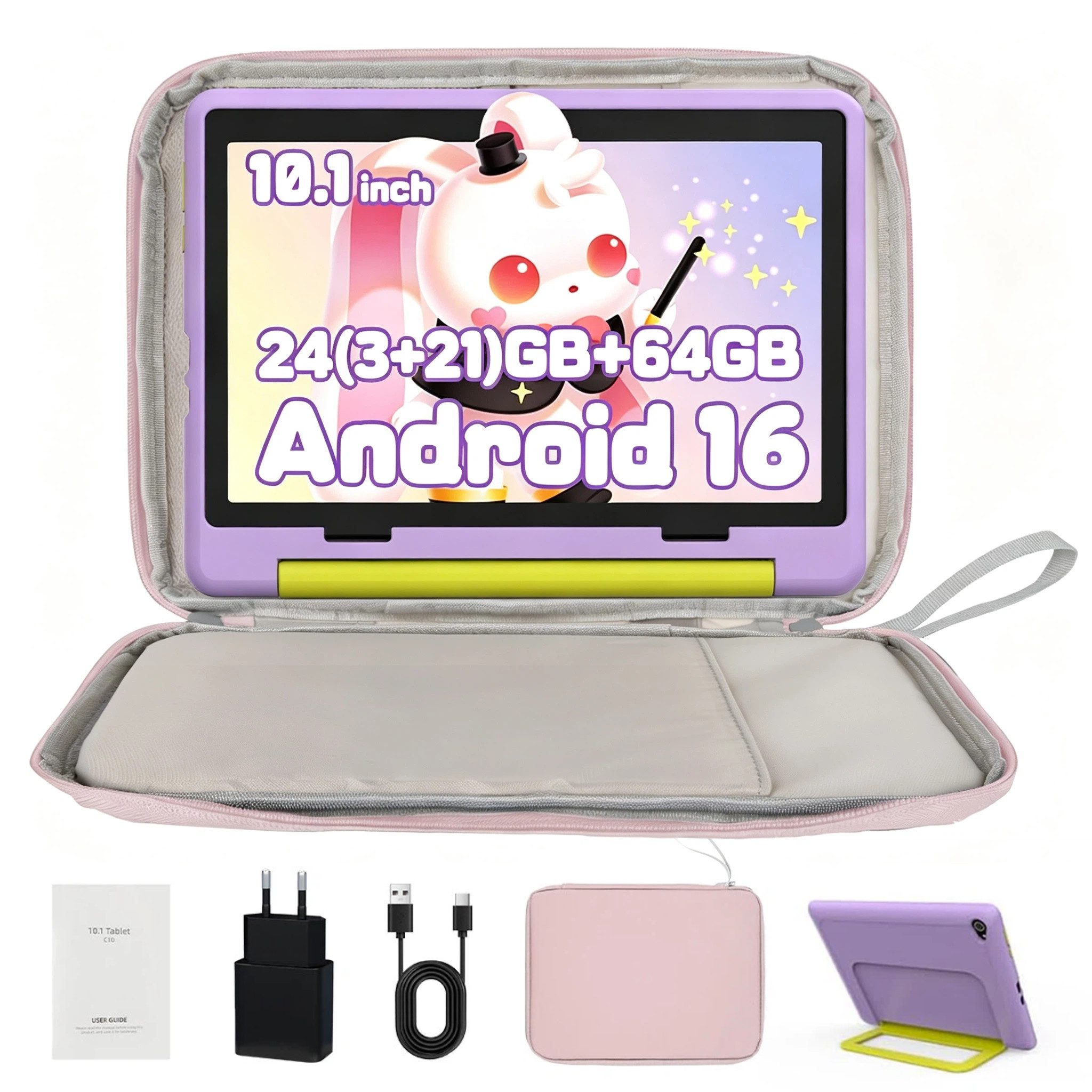 BUFO 10'' Android 64GB 1280x800 HD IPS WiFi 6 Lern Kinder Tablet (10", 64 GB, Android 16, 5G WiFi, Kids Bumper Blau, Elterliche Kontrolle, Anti-Blaulicht)