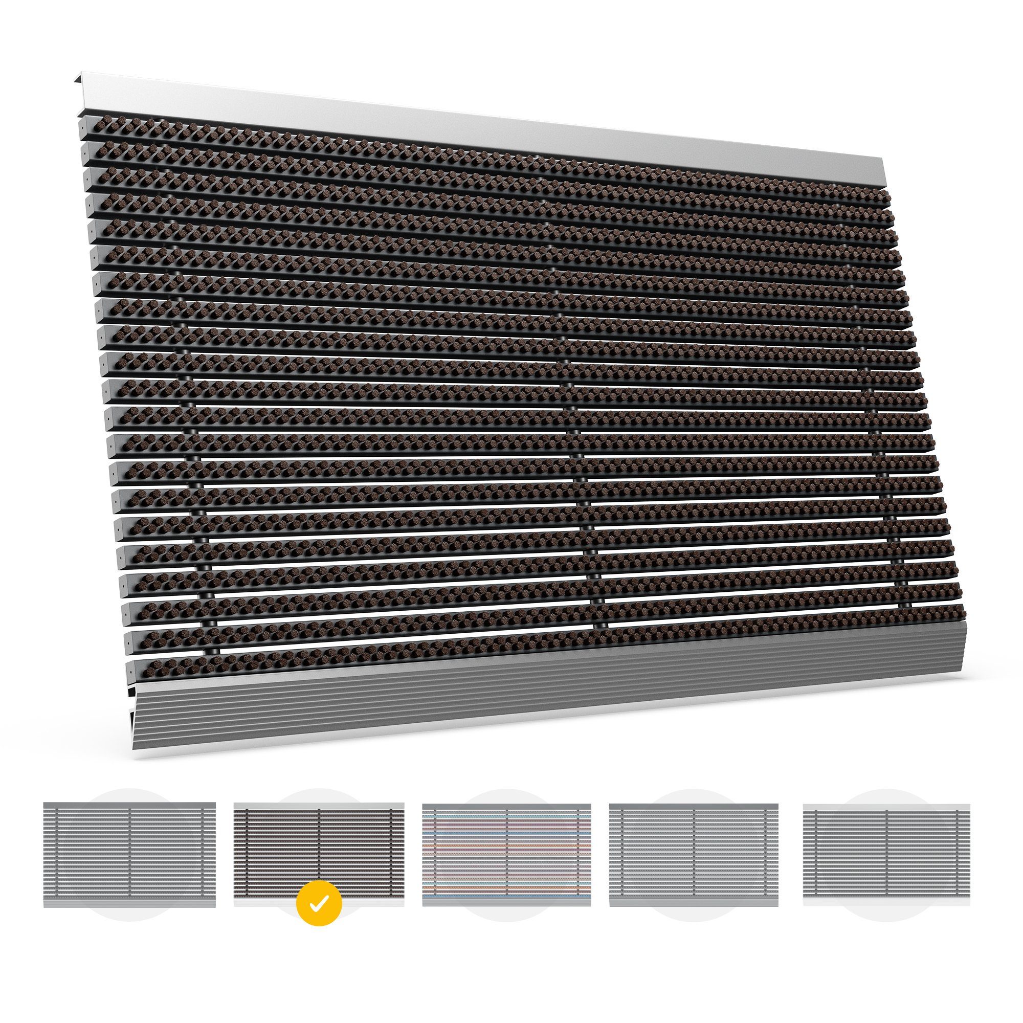 Fußmatte DUROMAS - Premium Fußabtreter für Außen aus ALU und Polypropylen, Entrando, Rechteckig, Höhe: 22 mm, pflegeleicht, robust, strapazierfähig, wetterfest, UV-beständig, rutschfest Braun