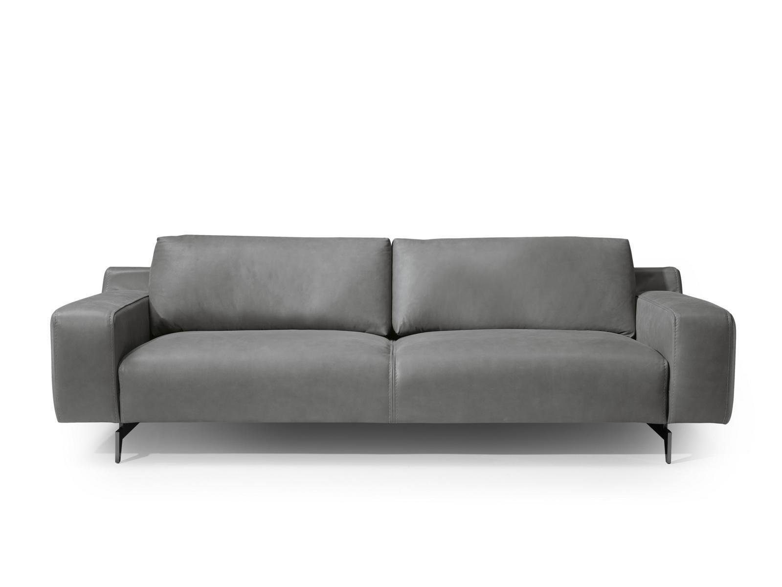 3 Sofa Sofa Couch Sitz Leder Luxus Dreisitz JVmoebel Design Stil Möbel Sofas Sitzer Grau