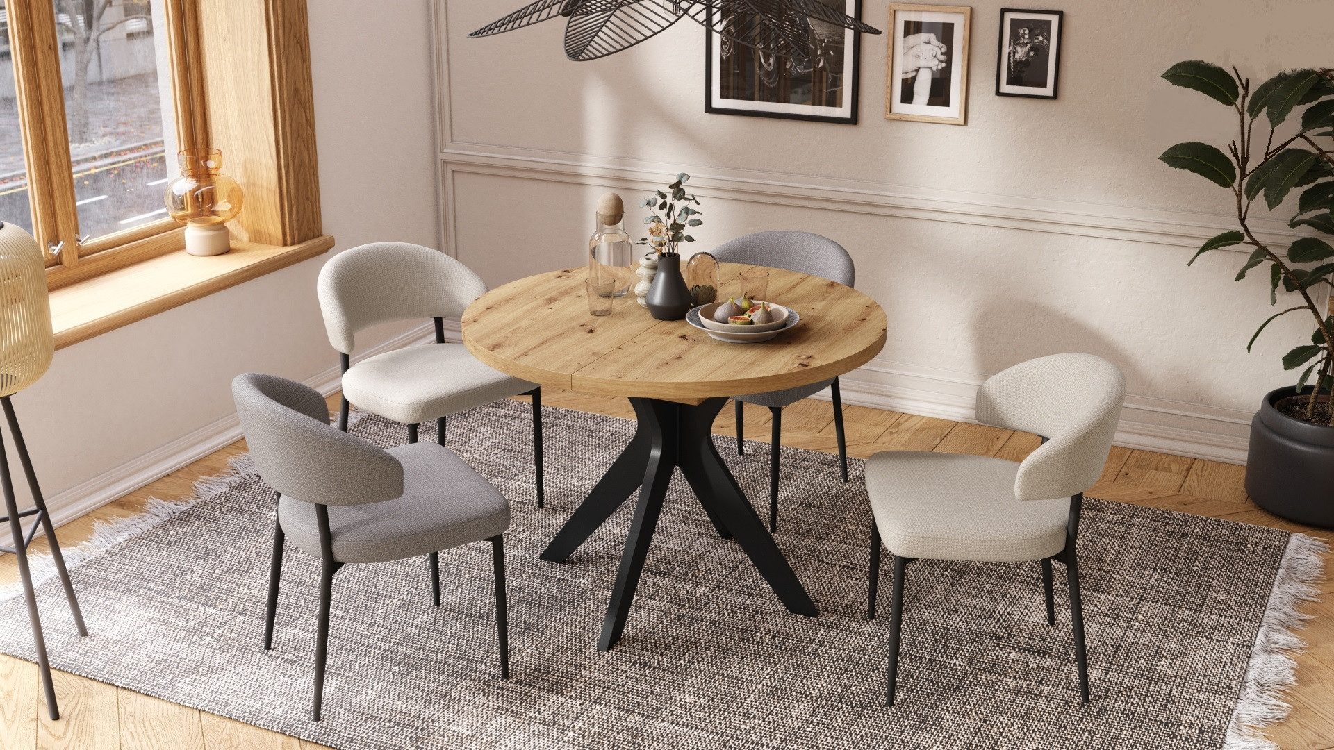 designimpex Esstisch Design Esstisch Renzo ausziehbar 110 bis 180 cm rund Esszimmer Tisch, Esstisch, Esszimmertisch, Tisch, Ausziehtisch, Küchentisch, Esszimmer