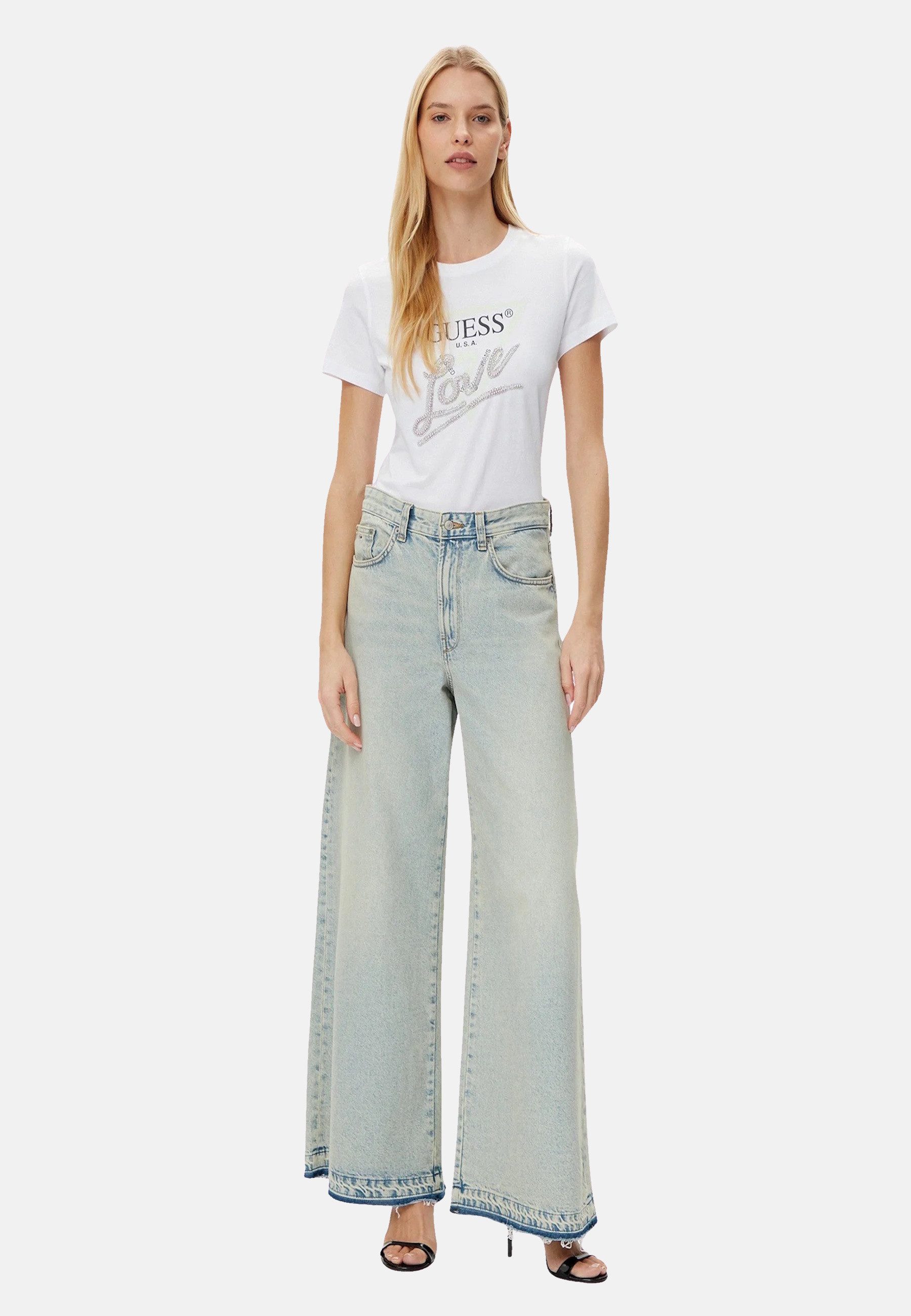 Guess T-Shirt T-Shirt LOVE TRIANGLE Kurzarmshirt günstig online kaufen