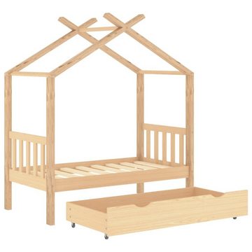 vidaXL Kinderbett Kinderbett Himmelbett mit Schublade Massivholz Kiefer 70x140 cm