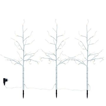 STAR TRADING LED Baum 3er Set LED-Lichtbäume 48 warmweiße LED 75cm Gartendekoration weiß, LED Classic, warmweiß (2100K bis 3000K)