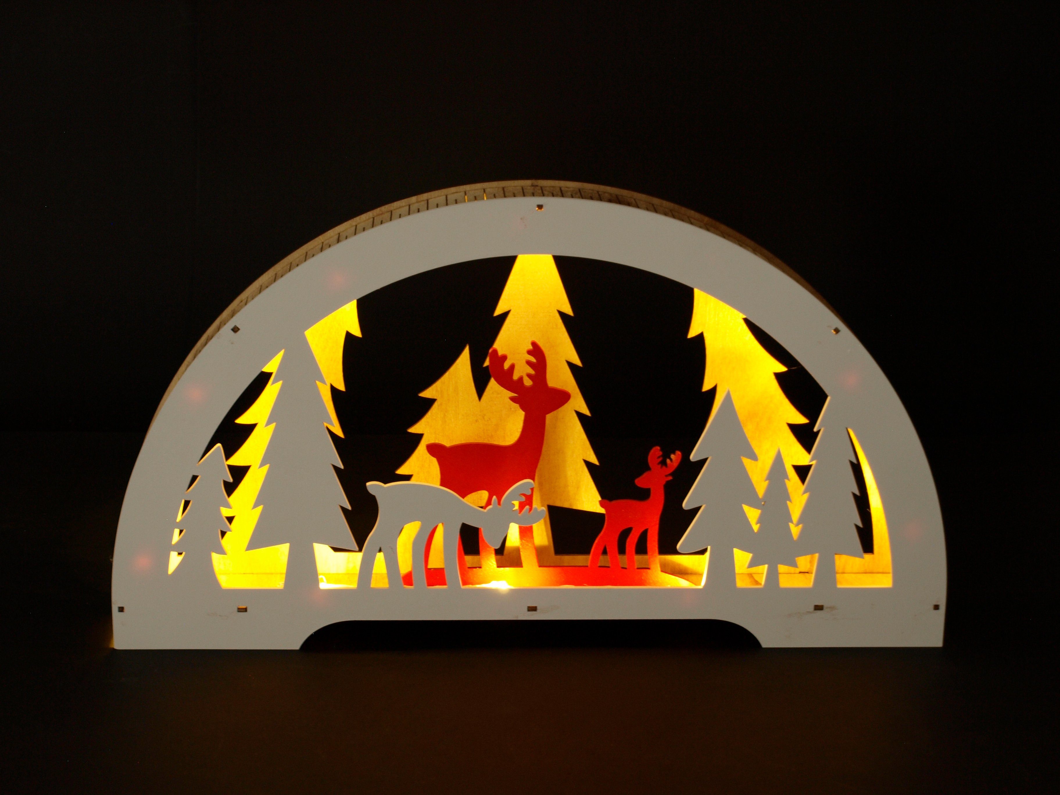 DEGAMO LED Lichterbogen Winterwald (1-tlg), 10 LED warmweiss, Breite 45cm, Batteriebetrieb | Schwibbögen