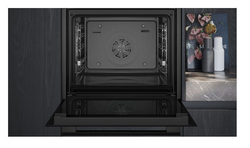 SIEMENS Dampfbackofen iQ300 HR232GEB3, mit Teleskopschienen, integrierte Heißluftfritteuse, Touchbedienung, leises schließen