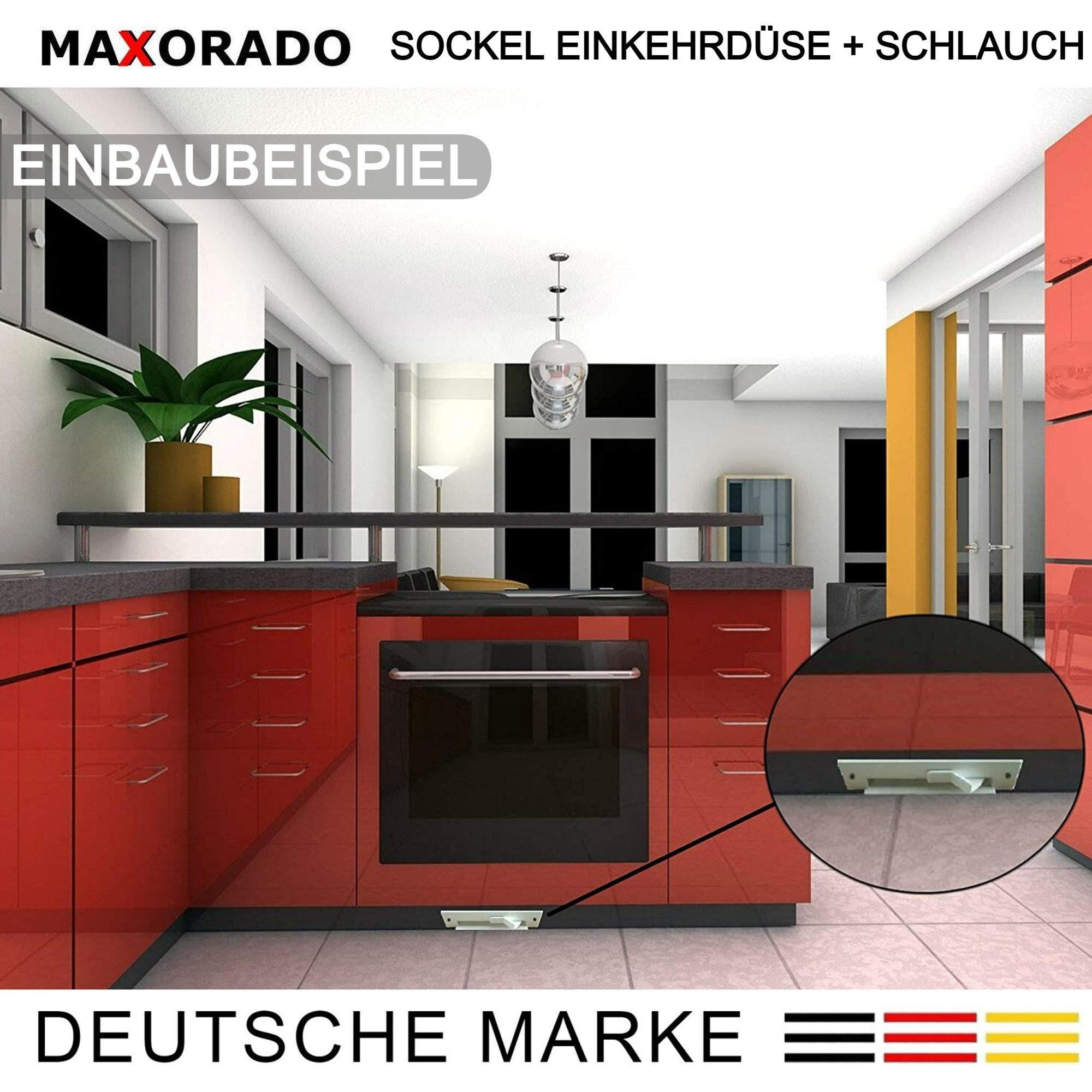 für Maxorado Sockeldüse Kehrdüse Bodendüse Einbau Zentralstaubsauger Schlauch ZS4 Set Kit