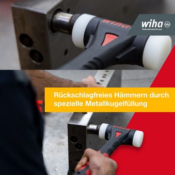 Wiha Gummihammer Schonhammer FibreBuzz® (44598), rückschlagfrei, sehr hart, wechselbarer Polyamid-Schlagkopf, Ø 40 mm