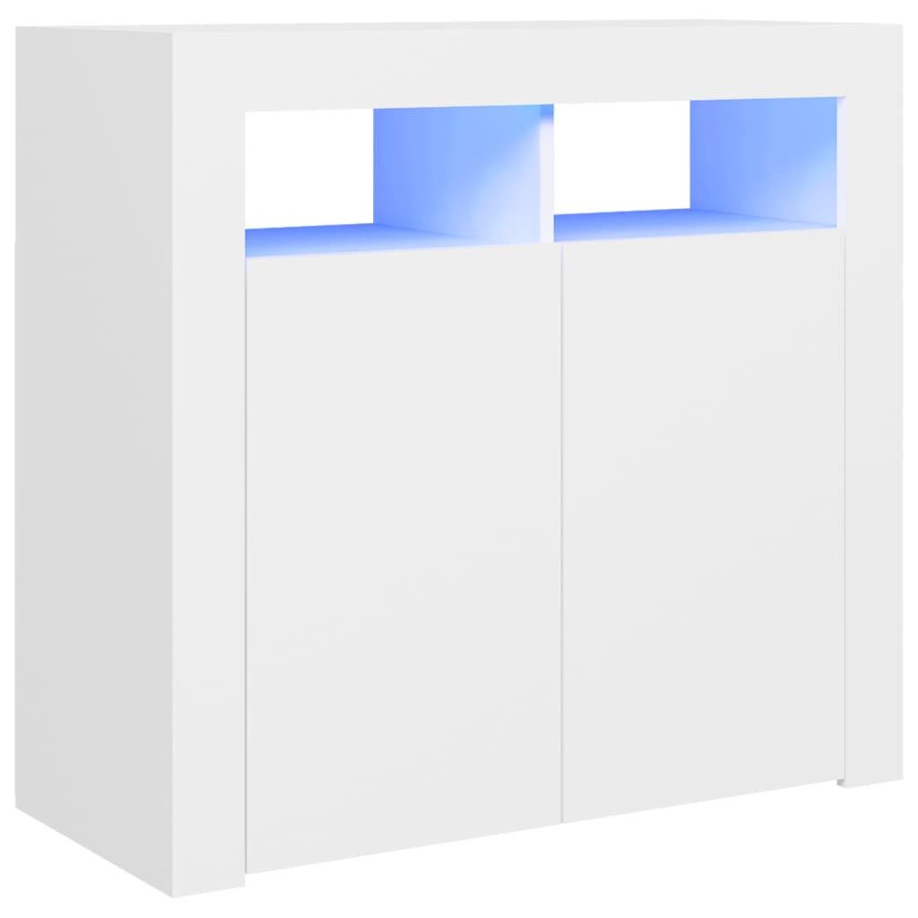 vidaXL Sideboard Sideboard mit LED-Leuchten Weiß 80x35x75 cm (1 St)