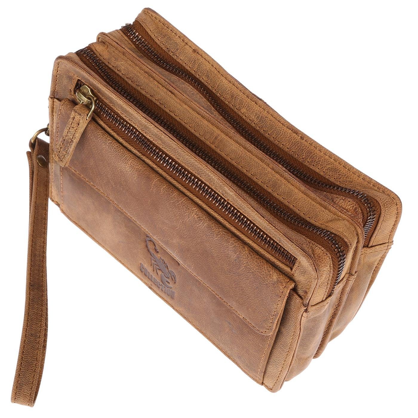 Christian Wippermann Handgelenktasche Herren echt Leder Handgelenktasche Herrenhandtasche, Dokumententasche Tasche Doppelkammer – Bild 5 von 5