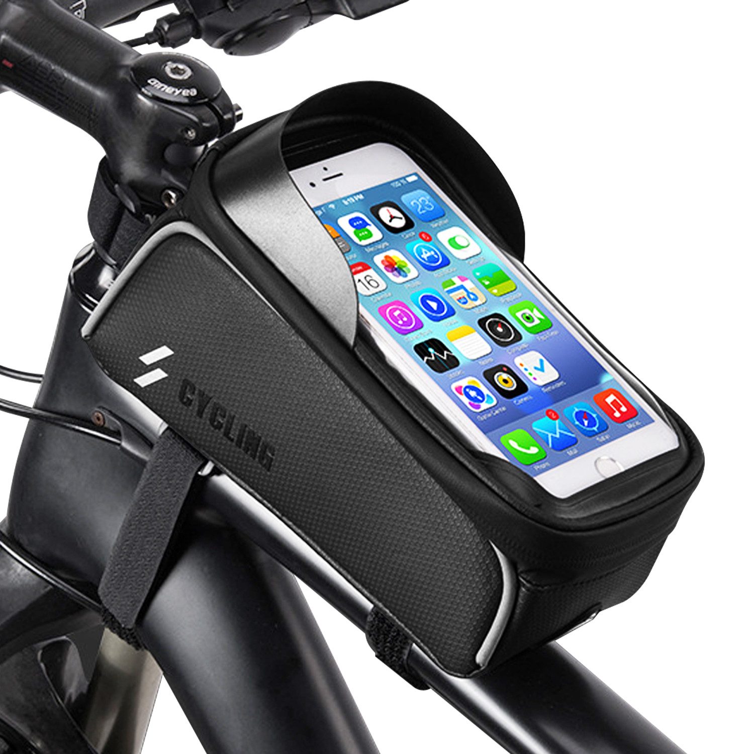 OSTWOLKE Handy-Lenkertasche Fahrrad Rahmentasche Lenkertasche für Smartphones unter 6 Zoll, Wasserdicht, Handytasche mit TPU Sensitivem Touchscreen