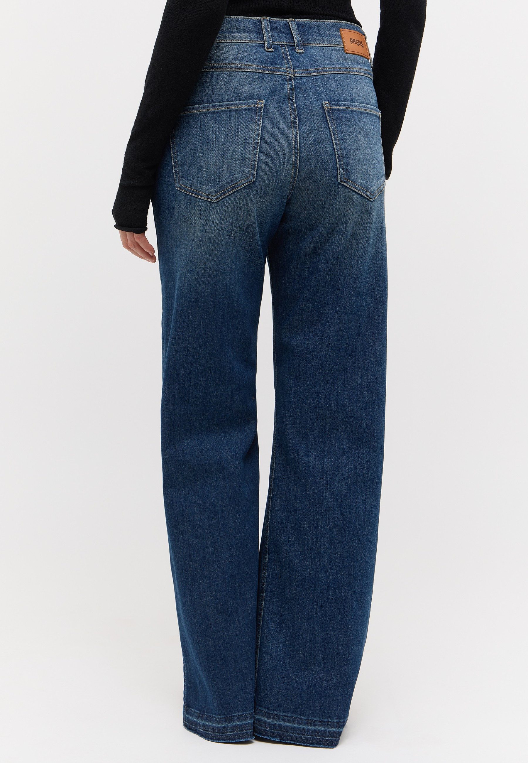 ANGELS Bootcut-Jeans mit Schlitz am Beinabschluß, Wide Leg, Stretch