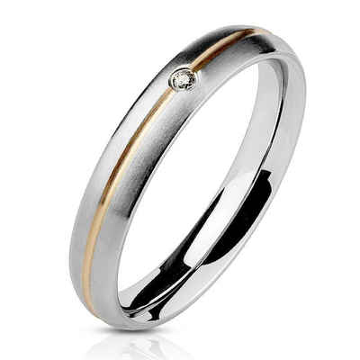 BUNGSA Fingerring Ring zweifarbig Silber aus Edelstahl Damen (Ring, 1-tlg), Frauen Mädchen