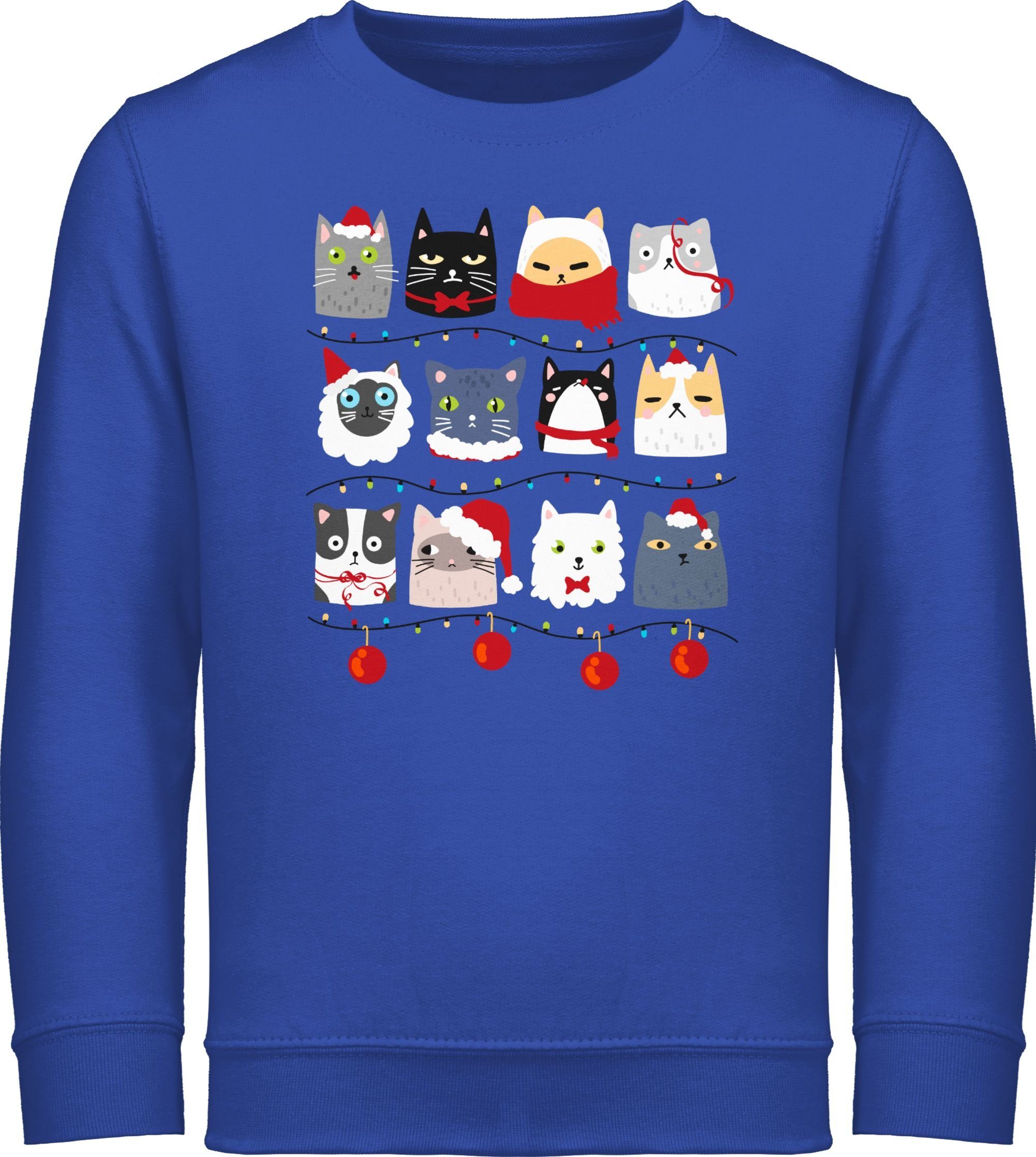 Shirtracer Sweatshirt Katzen zu Weihnachten Weihnachten Kleidung Kinder 2 Royalblau