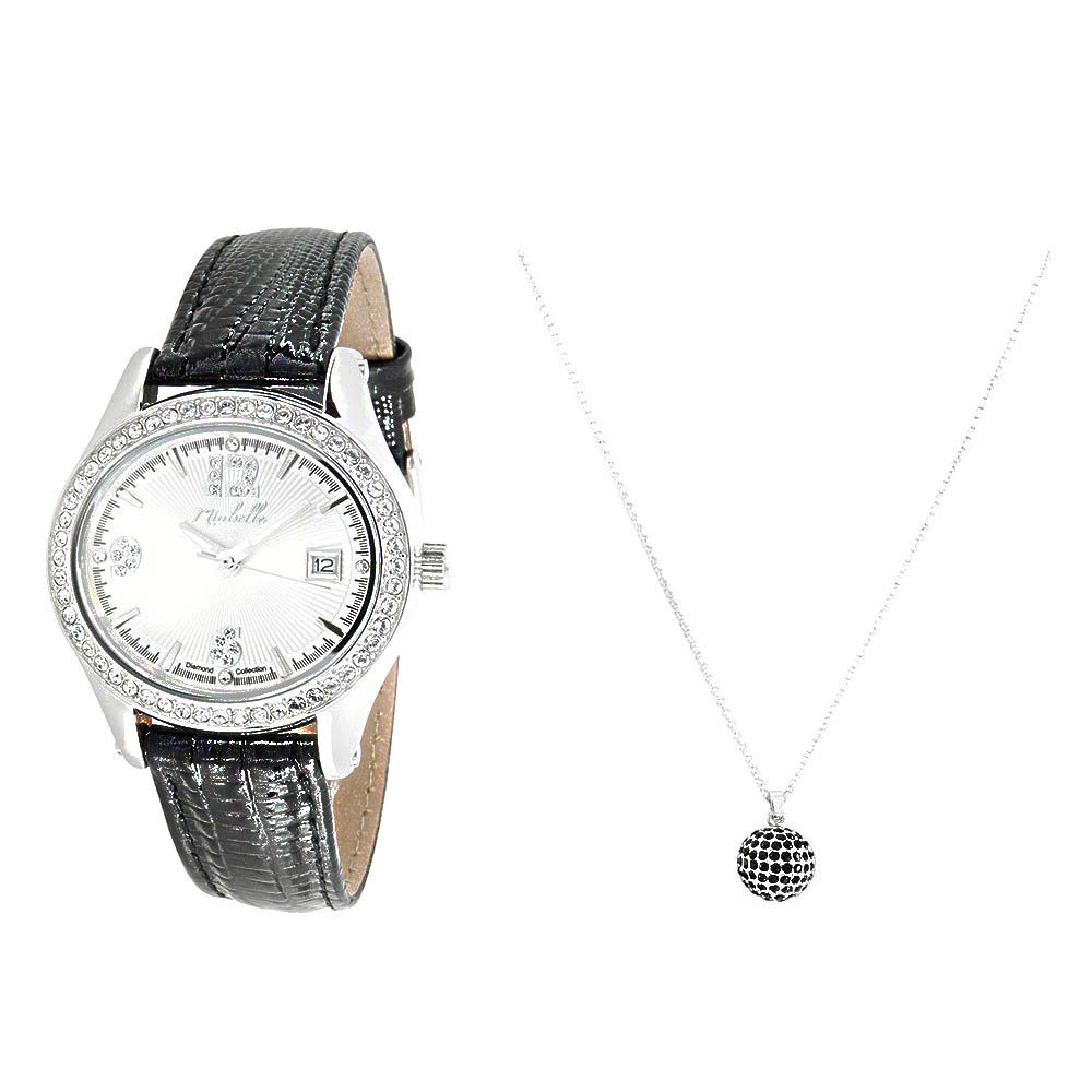 [Besonderheit, Qualitätsprodukte] Miabelle Quarzuhr Anmutiges Diamantschmuck-Set Uhr und Halskette mi