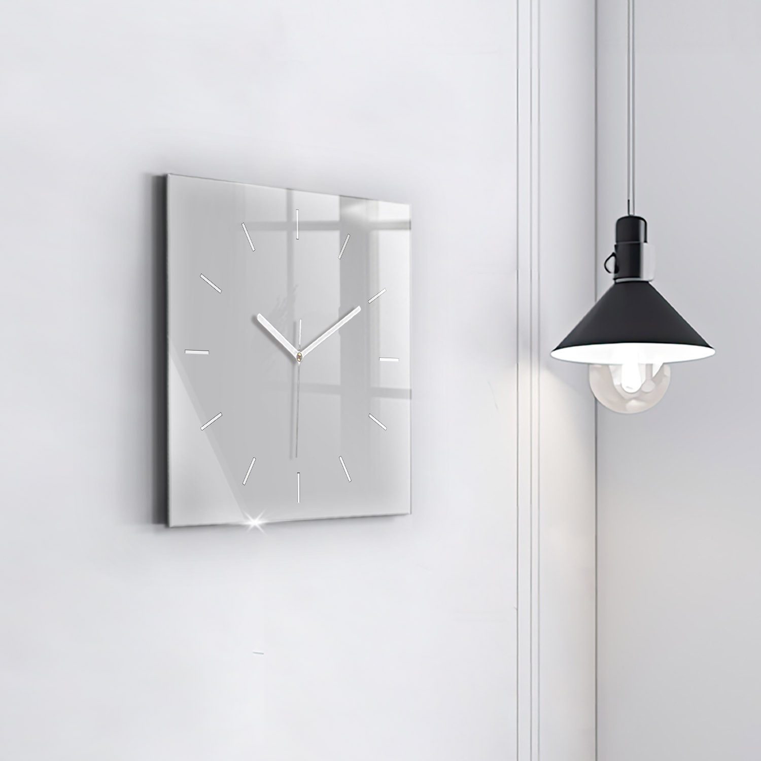 Tulup Wanduhr Glasuhr Modernistische Glaswanduhr 30x30cm Uhr aus gehärtetem Glas
