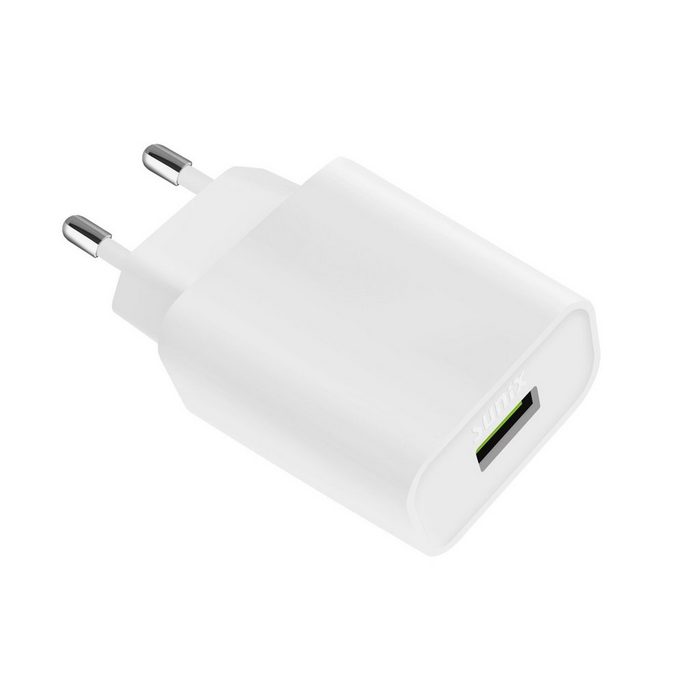 Sunix QC 3.0 USB Schnell-Ladegerät Adapter + 1m iPhone Ladekabel weiß Smartphone-Ladegerät