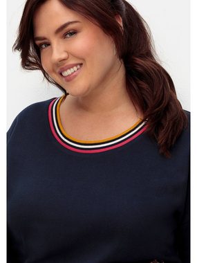 Sheego Sweatshirt Große Größen mit Stickerei und Ringelbündchen