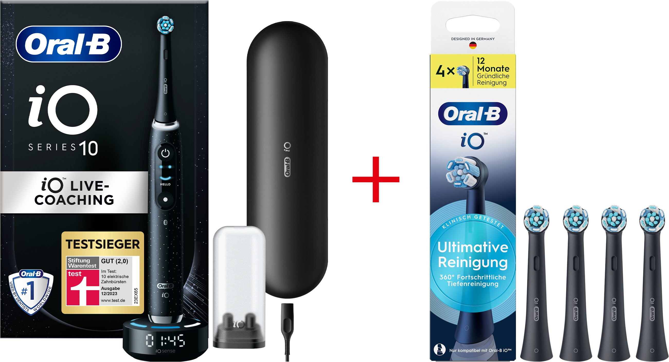 Oral-B Elektrische Zahnbürste iO 10, Aufsteckbürsten: 5 St., Magnet-Technologie, iOsense, 7 Putzmodi, Farbdisplay & Lade-Reiseetui