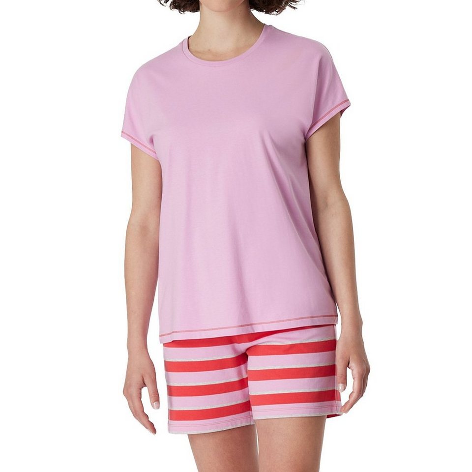 Schiesser Pyjama Casual Essentials (Set, 2 tlg) Schlafanzug - Baumwolle -  Atmungsaktiv, Set aus T-Shirt und kurzer Hose