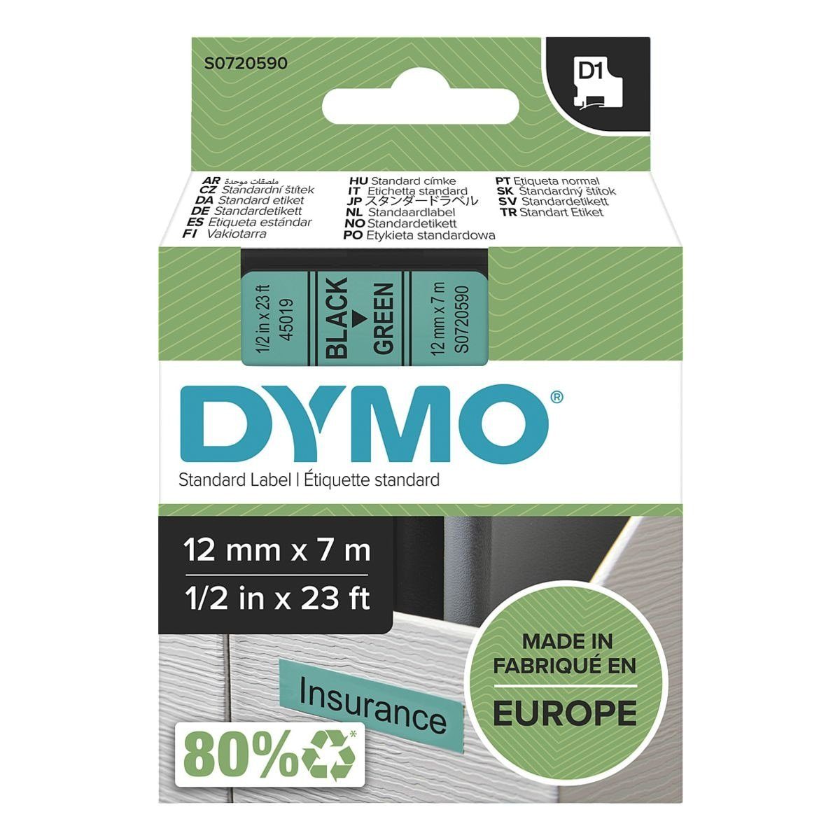 DYMO Beschriftungsband schwarz auf grün