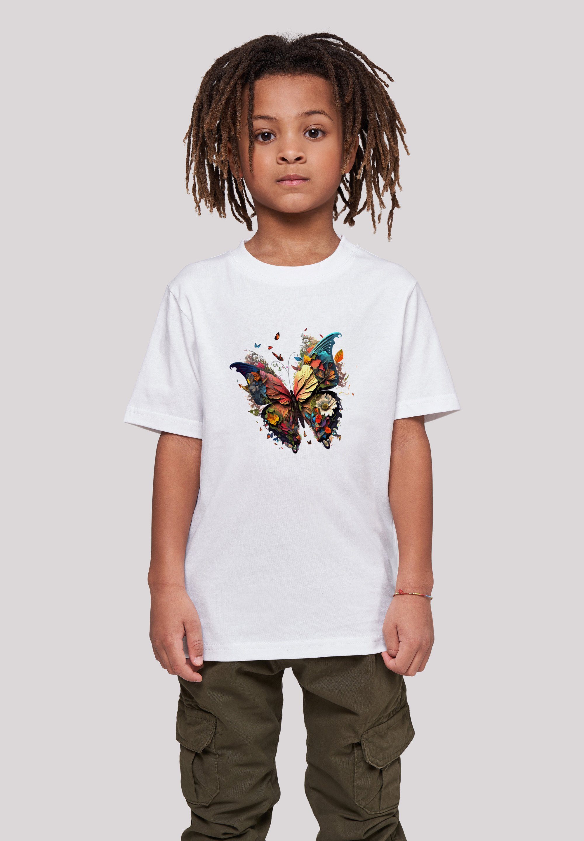 Schmetterling Bunt T-Shirt Print F4NT4STIC weiß