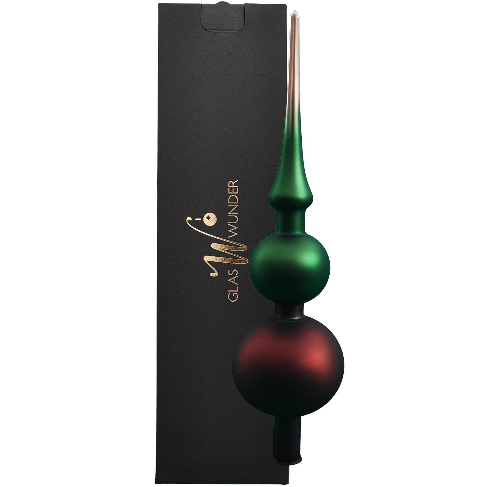 mundgeblasen von GlasWunder braun Weihnachtsspitzen, hergestellt in Hand und grün Christbaumspitze Deutschland dekoriert, caramel