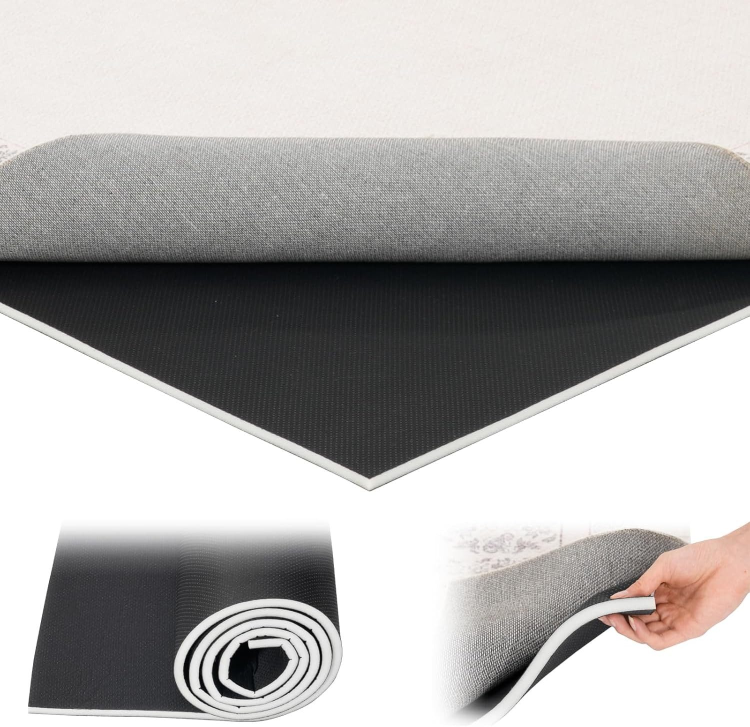 Meulbaty Teppich Rutschfeste Matte, Schwamm-Teppichgreifer, Rutschfeste Matte, Rechteck, Höhe: 12.7 mm, für Zuhause, Büro, Auto, Palette, Regal, wasserdicht