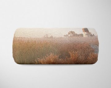 Sinus Art Handtücher Handtuch Strandhandtuch Saunatuch Kuscheldecke mit Fotomotiv Ostsee Leuchtturm, Baumwolle-Polyester-Mix (1-St), Handtuch