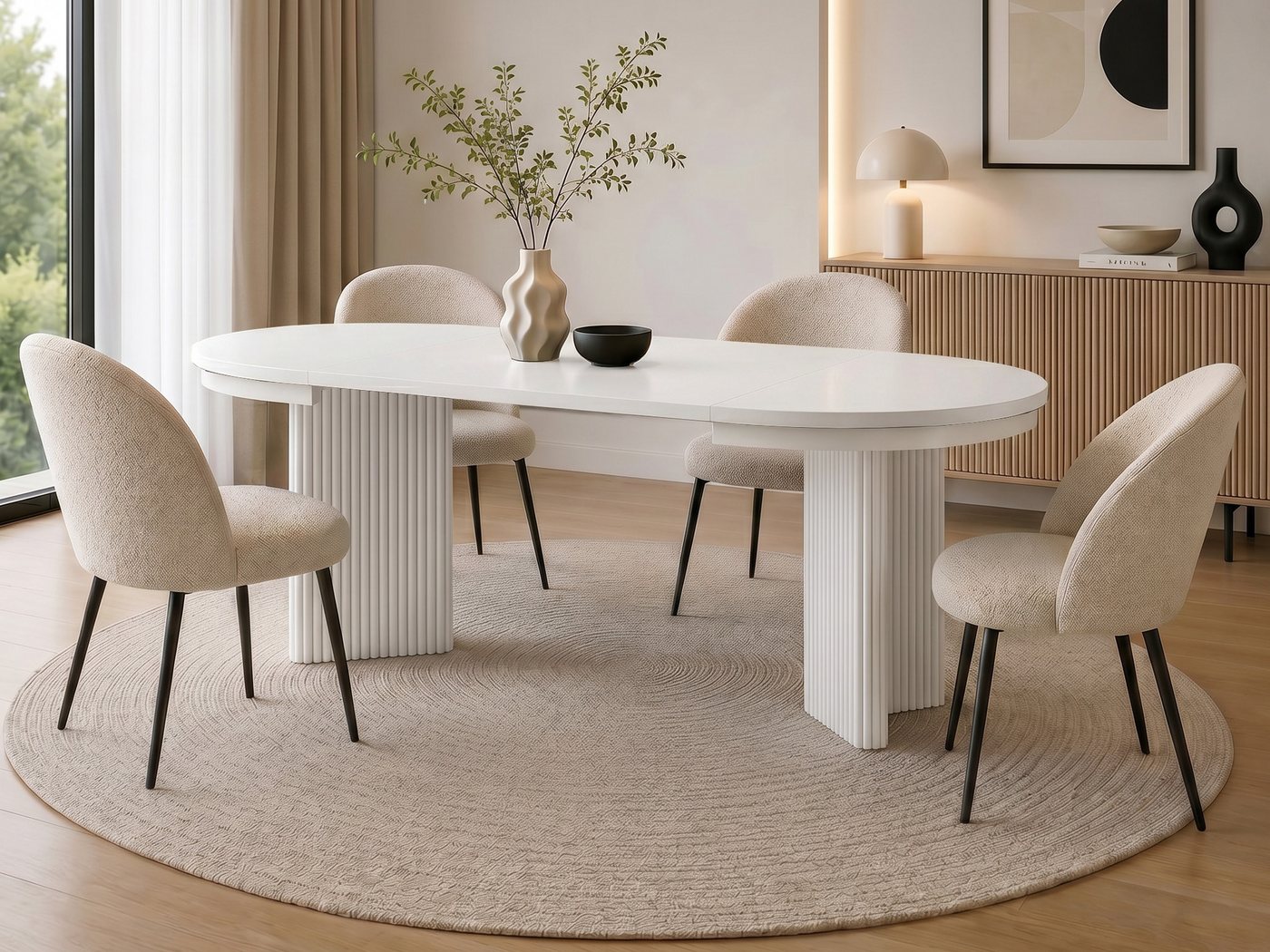 Beautysofa Esstisch PRESTIGE runder Design-Tisch ausziehbar Ø 100–180 cm oder Ø 120–200 cm (Metallbeinen, hitze- und verfärbung beständig), verschiedene Farben