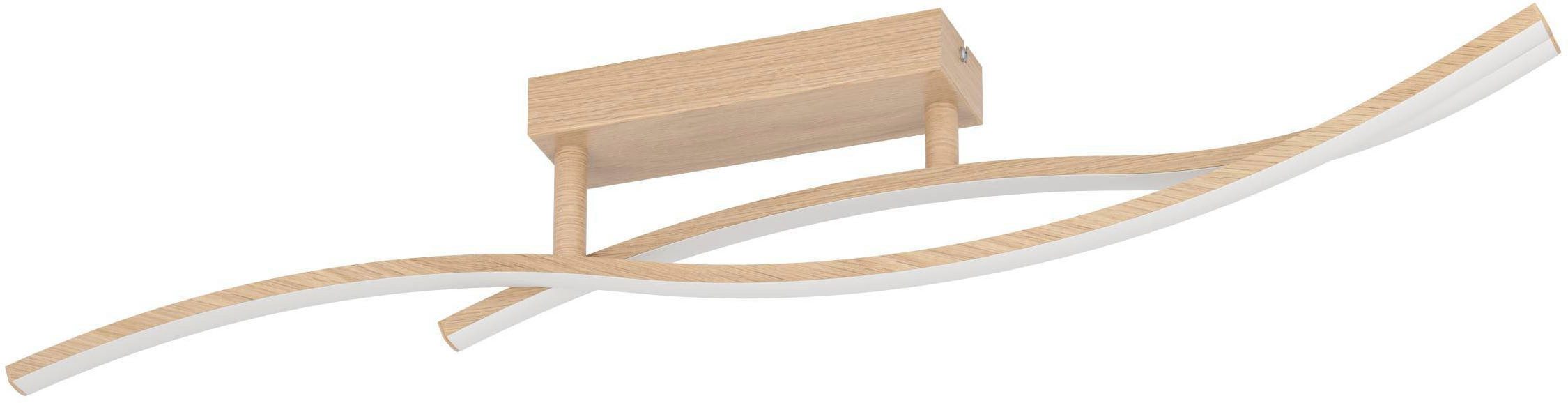 EGLO Deckenleuchte Grisolia Deckenlampe, Wohnzimmerlampe, Metall und Kunststoff, Lampe, LED fest integriert, Neutralweiß, Wand-/Deckenleuchte - L85 x B6 x H15 cm - braun - 12W inkl.