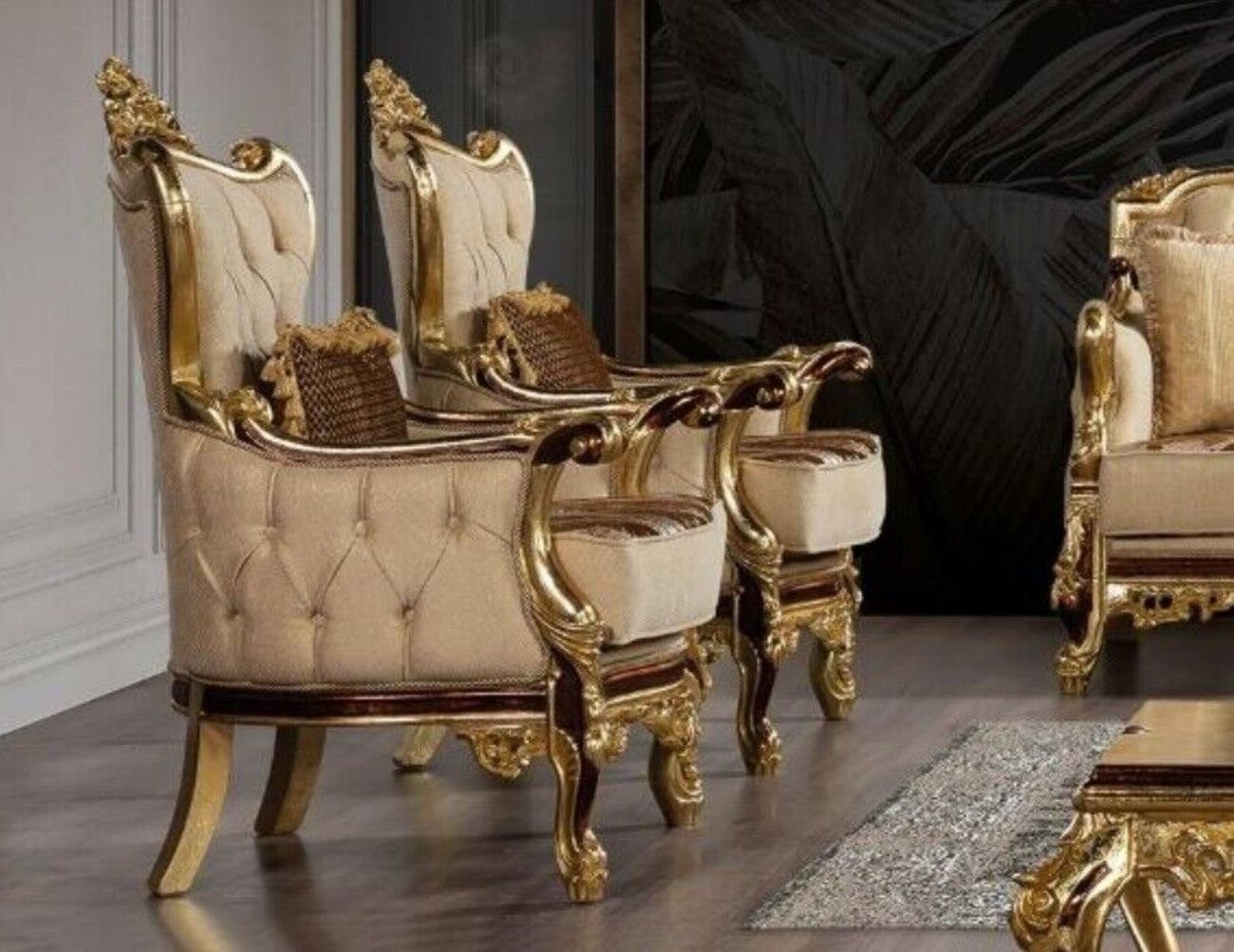 JVmoebel Chesterfield-Sessel Polster-Sessel im Barock-Stil aus hochwertigem Textil (1-St), Made in Europa